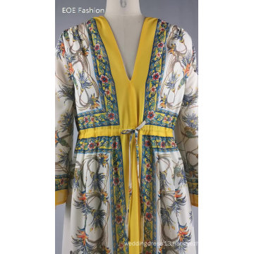 2020 Beautiful Printed Chiffon Dress Abaya Muslim Dresses For Women